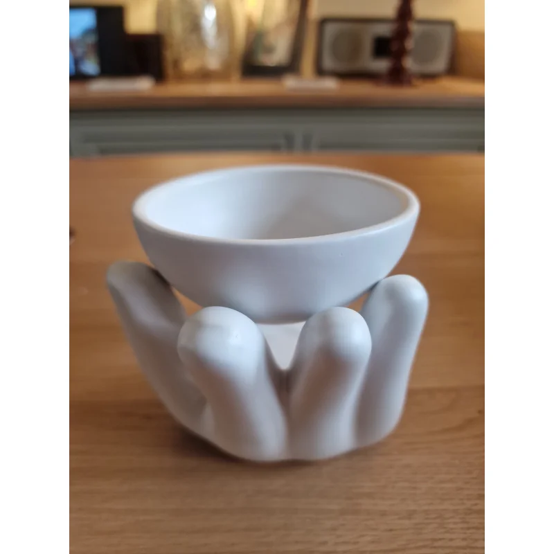White Hand Ceramic Oil Burner, 11cm