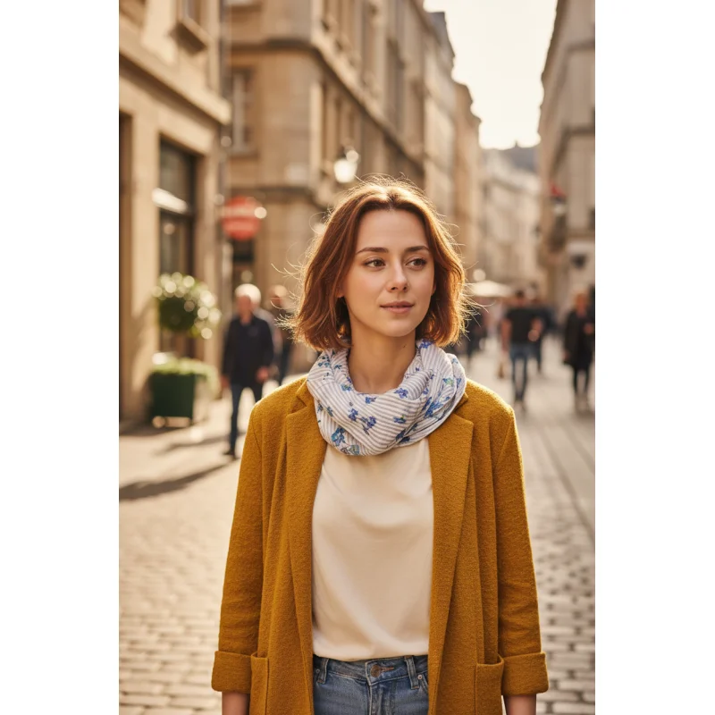 White Forget-Me-Not Neck Scarf | Magnetic Clasp Snood