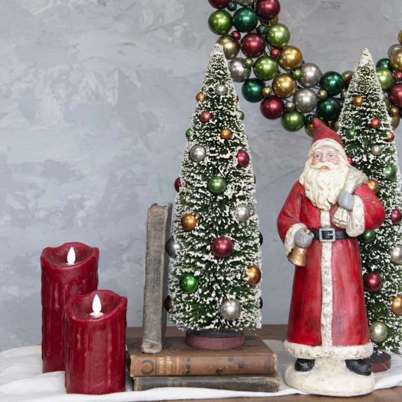 16″ Snowy Christmas Tree with Multi-Colored Ornaments
