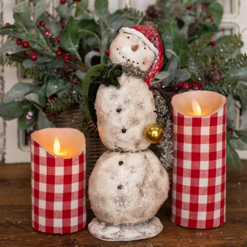 10.75″ Christmas Snowman with Gold Ornament