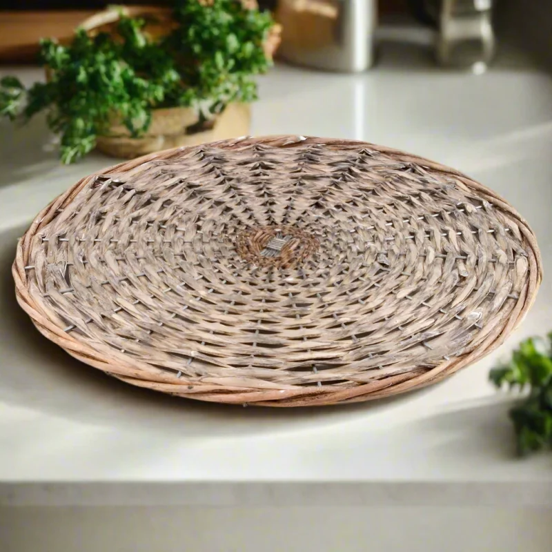 14″ Handwoven Rattan Table Trivet