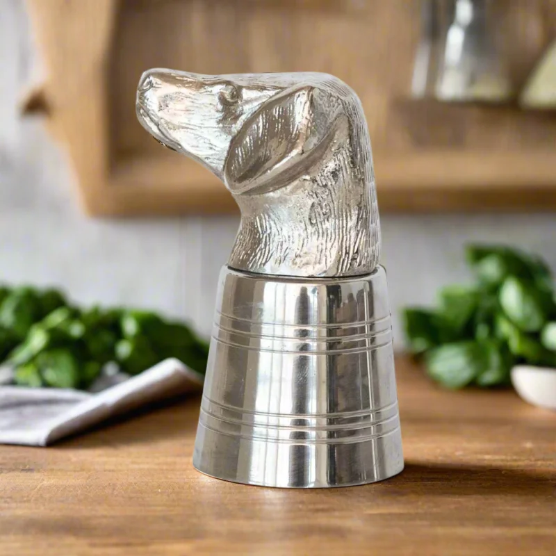 Cast Aluminum & Stainless Steel Dog Head Jigger  2 oz Nickel Finish