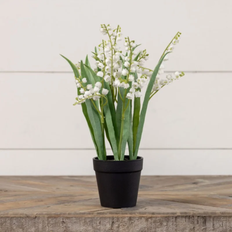 14″ Potted White Bellflower Decor
