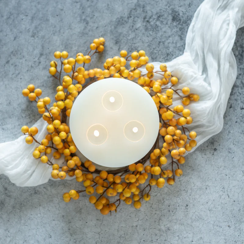 12″ Dark Yellow Berry Candle Ring