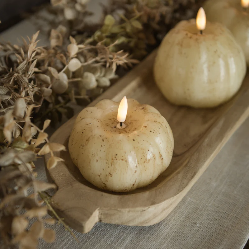 2.25″ Cream Flame Short Pumpkin Candle