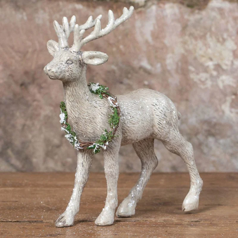 13″ Standing Deer with Wreath