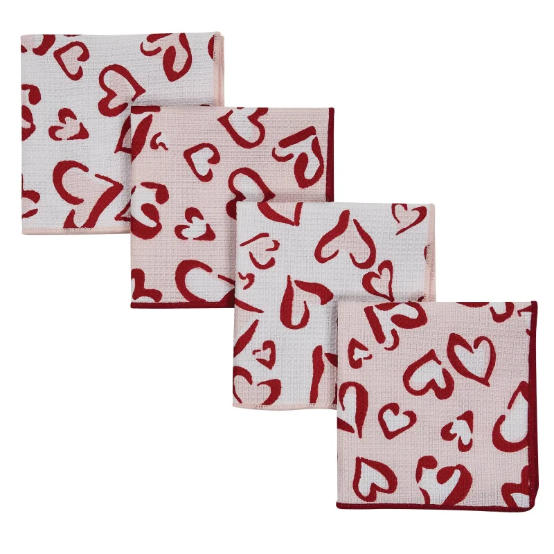 Wild Hearts Hearts Dishcloth S/4