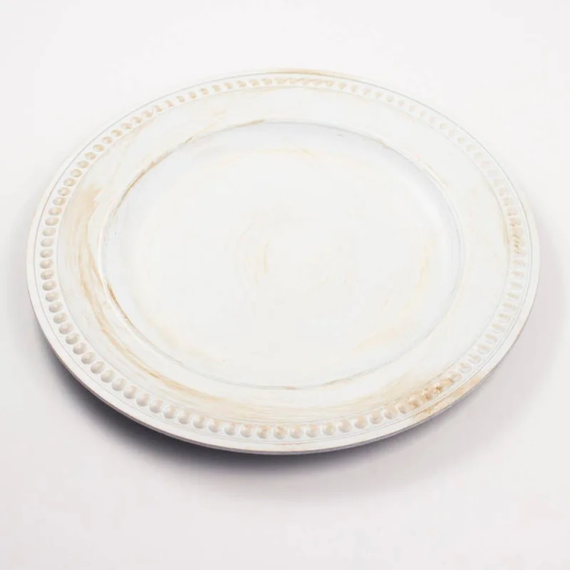 13″ Beaded Charger – Antique White