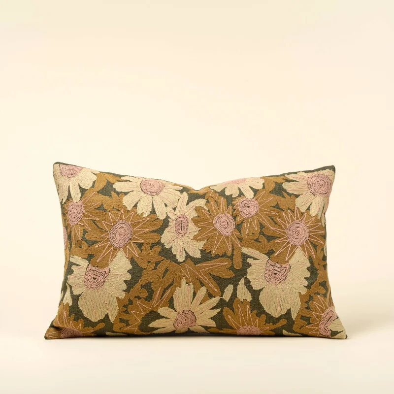16×24 Flower Grove Embroidered Pillow
