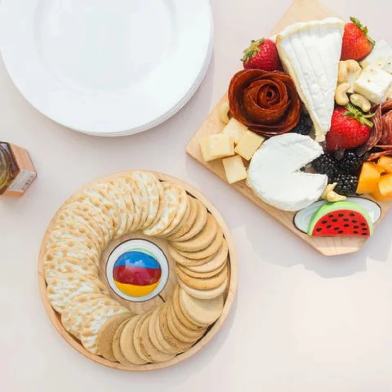 Wood Round Cracker Tray