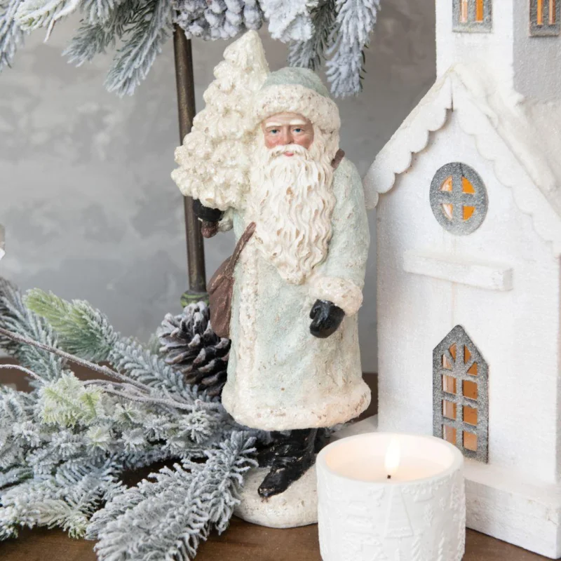 12.5″ Santa In Silver with Tree