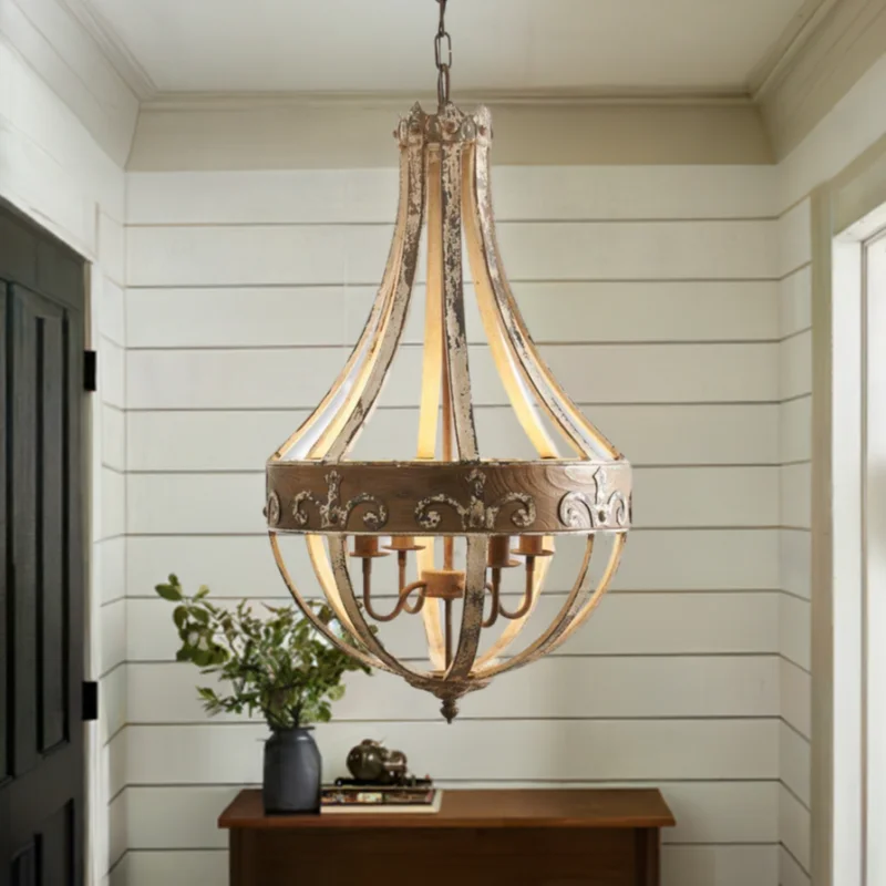 Wood Pear Shaped Chandelier