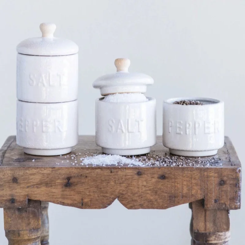 White Stackable Salt & Pepper Pots
